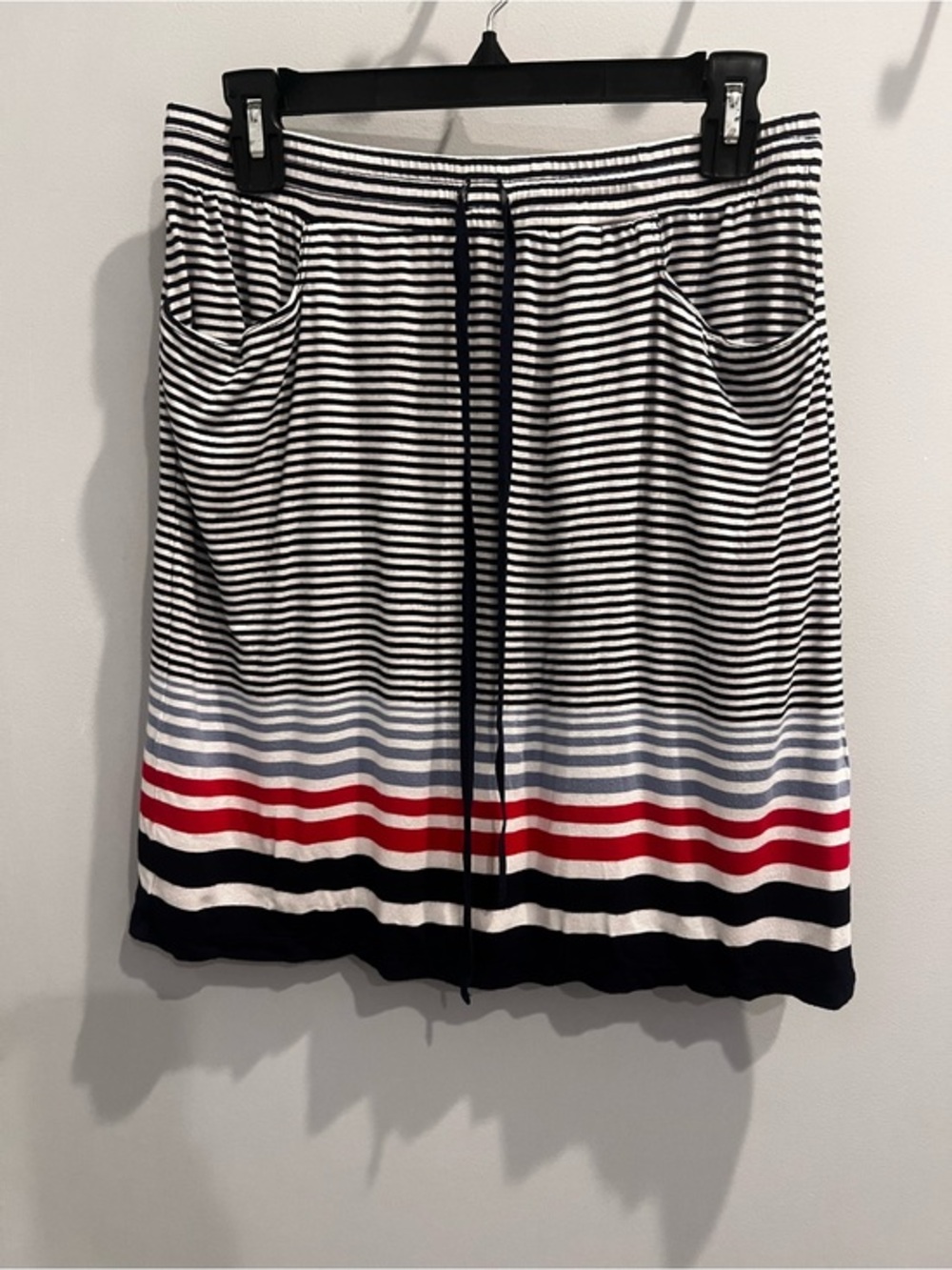 Max Studio Striped Drawstring Mid-length Cotton Skirt Size Small